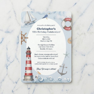 Lighthouse Coastal Birthday Celebration Invitation