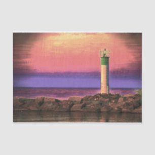 Lighthouse Colourful Purple Pink Sunset Tissue Paper