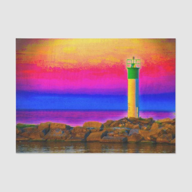 Lighthouse Colourful Sunset Tissue Paper (Front)