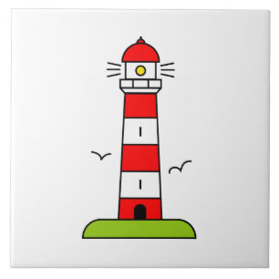 Lighthouse drawing custom square large tile