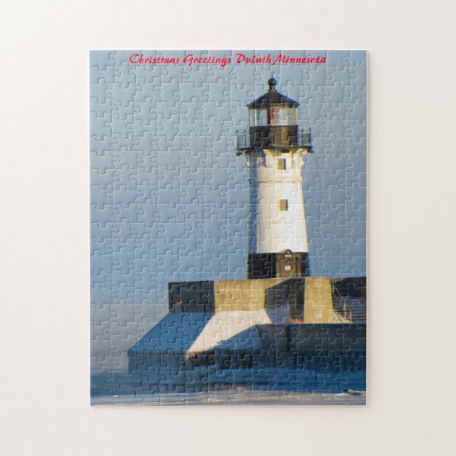 Lighthouse Duluth  Minnesota.Christmas Greetings Jigsaw Puzzle (Vertical)