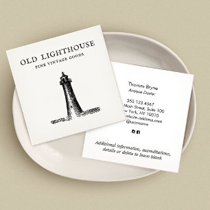 Lighthouse Etching Square Business Card