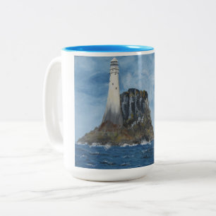 Lighthouse Fastnet, Ireland, Irish Sea, Plaque Two-Tone Coffee Mug