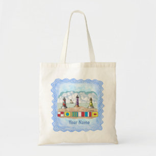 Lighthouse Flags tote bag