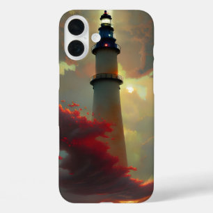 Lighthouse floating in the Sunset Clouds iPhone 16 Plus Case