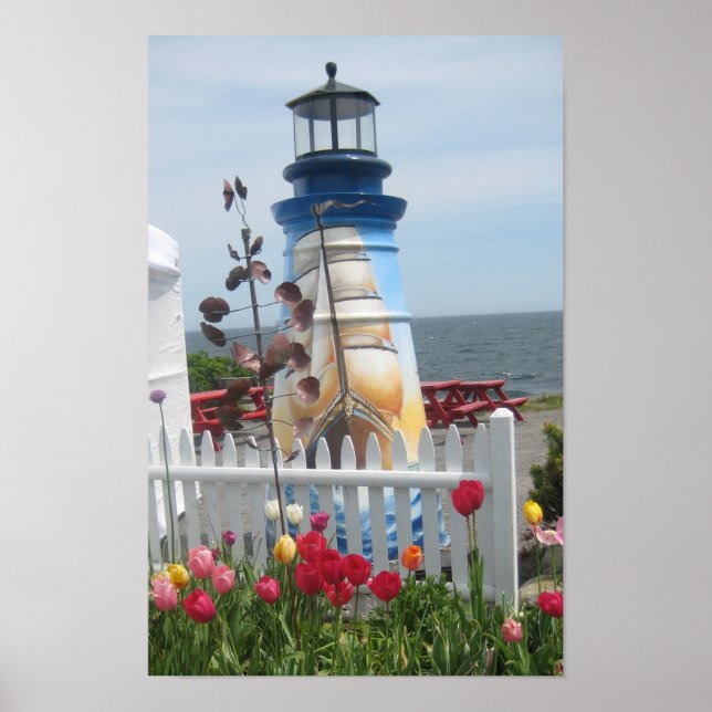 Lighthouse, flowers & ocean print (Front)