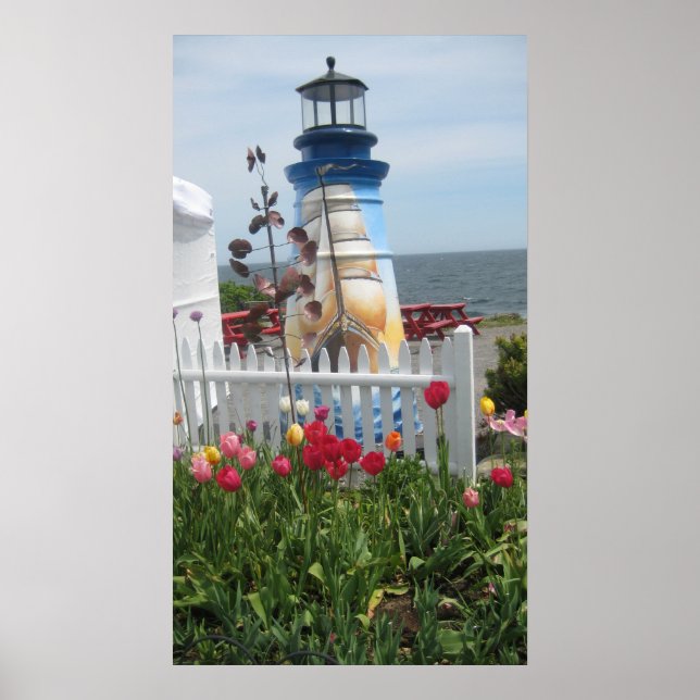 Lighthouse, flowers & ocean print (Front)