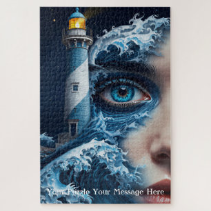 Lighthouse girl abstract artwork jigsaw puzzle