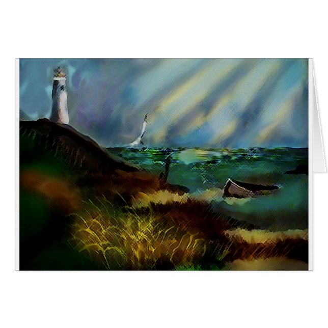 Lighthouse Greeting Card (blank inside) (Front Horizontal)