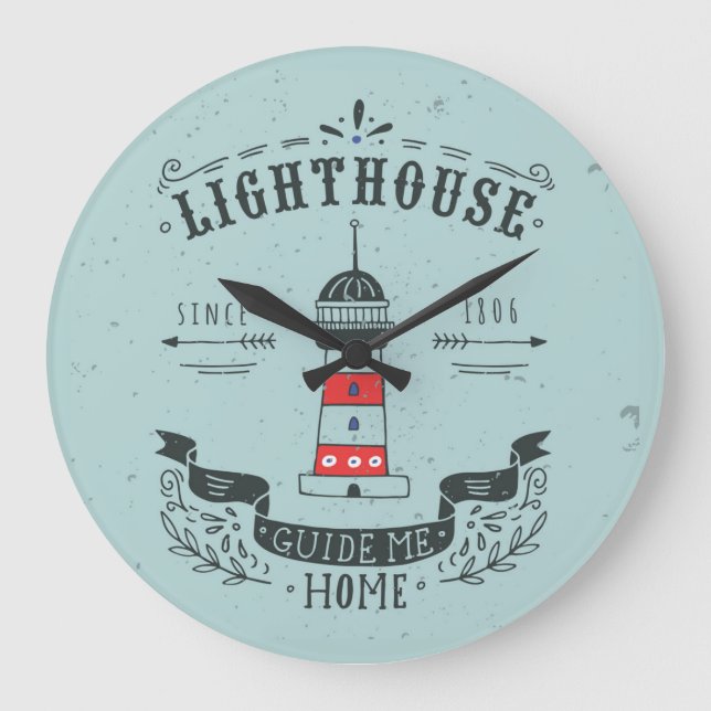 Lighthouse Guide Me Home Poster Large Clock (Front)