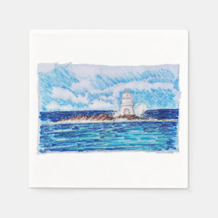 Lighthouse in Blue Napkin