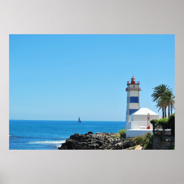 Lighthouse in Cascais, Portugal Poster (Front)