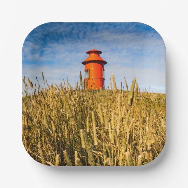 Lighthouse in Stykkisholmur, Iceland Paper Plate (Front)