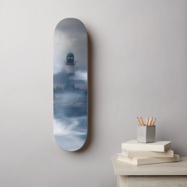 Lighthouse in the storm - Baltic Sea Skateboard (Wall Art)