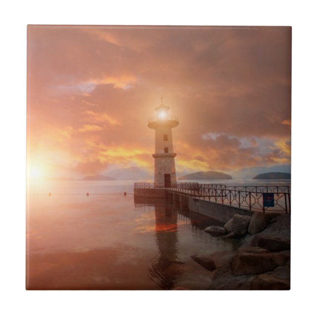 Lighthouse in the Sunset Tile (Front)