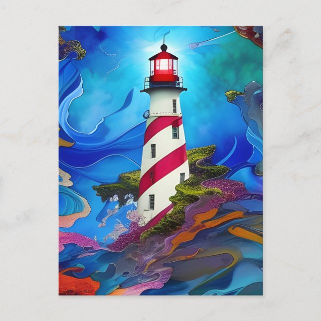 Lighthouse ina Storm Postcard (Front)