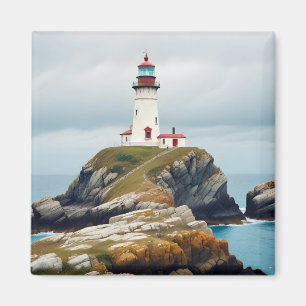 Lighthouse Landscape Coastal Ocean Calm Scenery Magnet