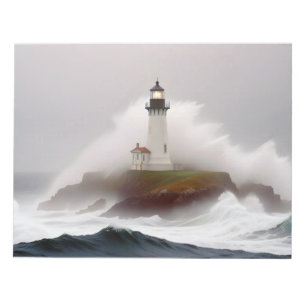 Lighthouse Landscape Coastal Ocean Waves Scenery Notepad
