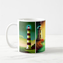 Lighthouse lover mug with 4 lighthouse pictures
