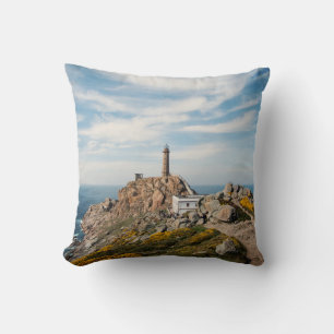 Lighthouse & Museum Cabo Vilan Galicia Spain Throw Pillow