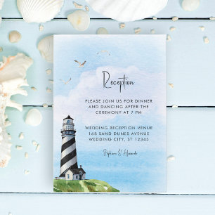 Lighthouse Nautical Watercolor Wedding Reception Enclosure Card