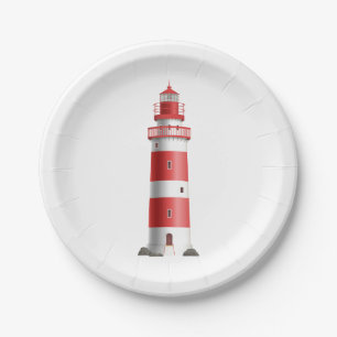 Lighthouse Nautical Wedding Beach Summer Ocean Paper Plate
