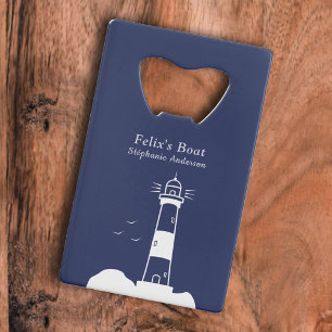 Lighthouse Navy Blue Credit Card Bottle Opener