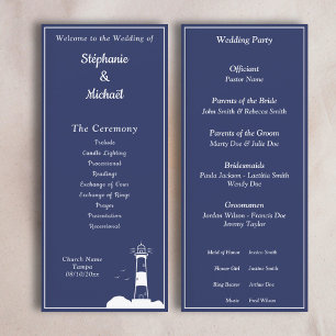 Lighthouse Navy Blue Wedding Ceremony Program