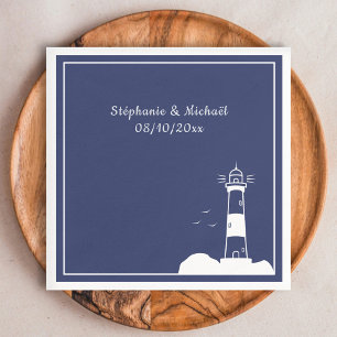 Lighthouse Navy Blue Wedding  Napkin
