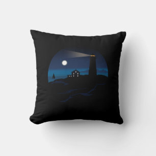 Lighthouse - Night Throw Pillow
