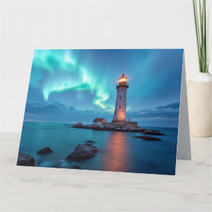 Lighthouse Ocean Aurora Sea Marine Coastline Shore Card