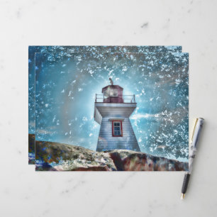 Lighthouse Ocean Blue Nautical Rustic Coastal