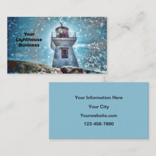 Lighthouse Ocean Blue Nautical Rustic Coastal Business Card