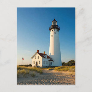Lighthouse Ocean Landscape Sun Postcard