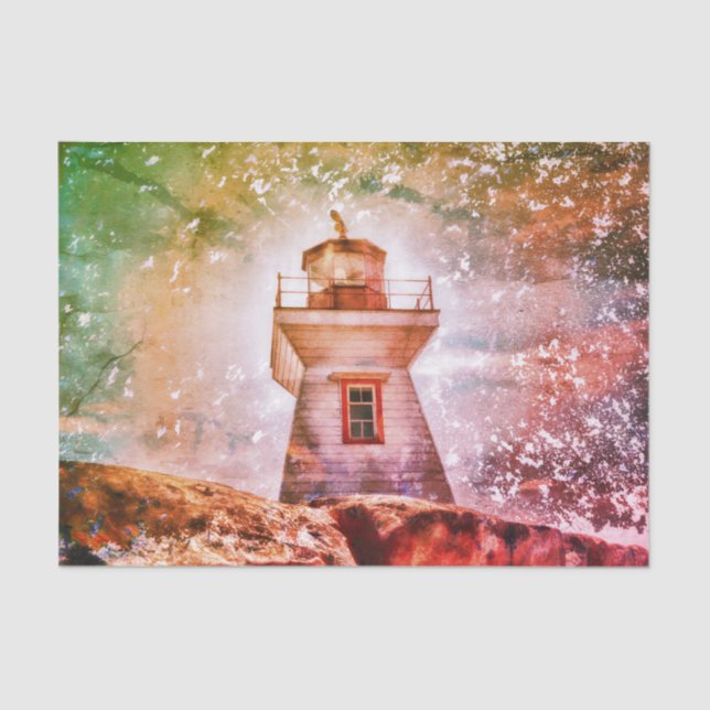 Lighthouse Ocean Nautical Rustic Coastal Texture Tissue Paper (Front)