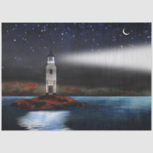 Lighthouse Ocean Night Decoupage Tissue Paper