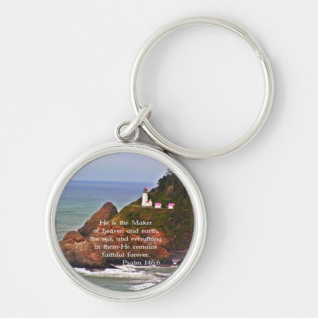 Lighthouse Ocean Sea Christian Creationarts Keychain (Front)