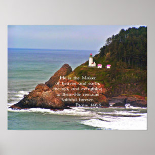 Lighthouse Ocean Sea Christian Creationarts Poster