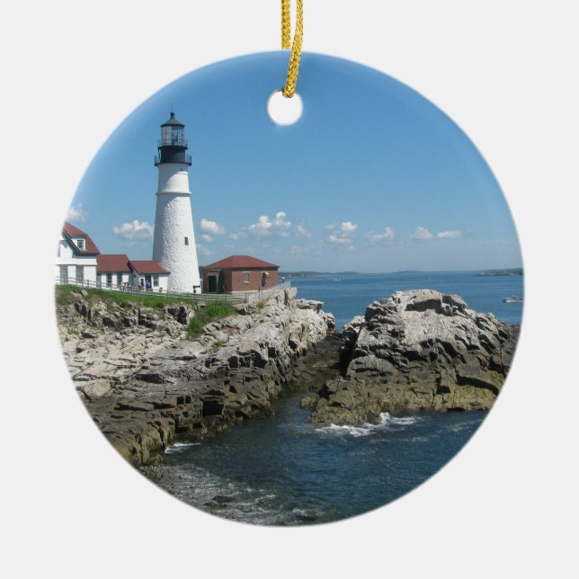 Lighthouse Of Bar Harbour Ceramic Ornament (Front)