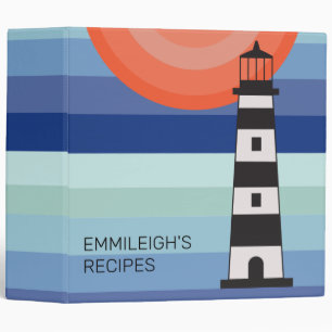 Lighthouse Ombre' Blue Sky Orange Sun Recipe Binder