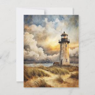 Lighthouse on a Beach Postcard