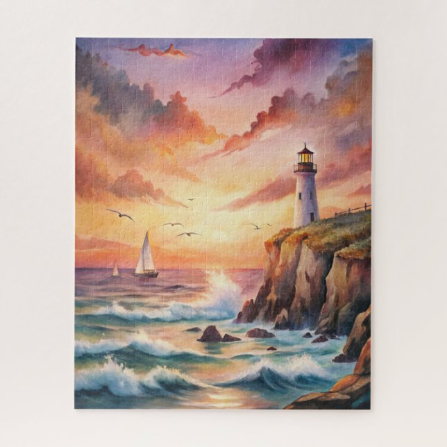Lighthouse on a Cliff Jigsaw Puzzle (Vertical)