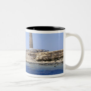Lighthouse on Brother Islands, Red Sea, Egypt Two-Tone Coffee Mug