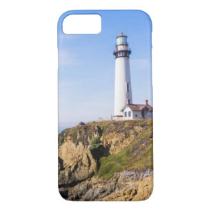 Lighthouse on hill blue sky white house ocean Case-Mate iPhone case
