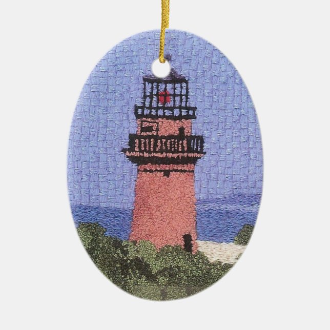 Lighthouse on Martha's Vineyard Ceramic Ornament (Front)