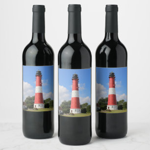 Lighthouse on Pellworm Island in summer Wine Label