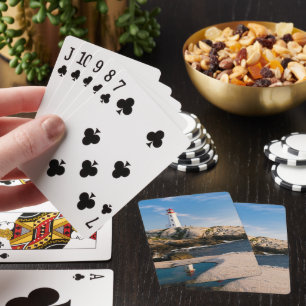 Lighthouse on Rocks with Ocean Reflection Playing Cards