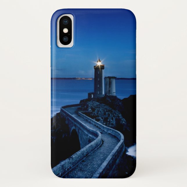 Lighthouse on wall in ocean at night Case-Mate iPhone case (Back)