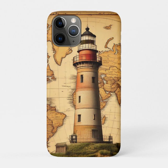 Lighthouse on World Map Case-Mate iPhone Case (Back)