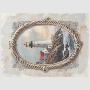 Lighthouse Ornate Rope Border Art Decoupage Tissue Paper